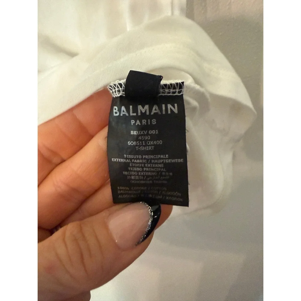 Balmain Paris Logo Graphic T Shirt White Short Sleeve Cotton KIDS‎